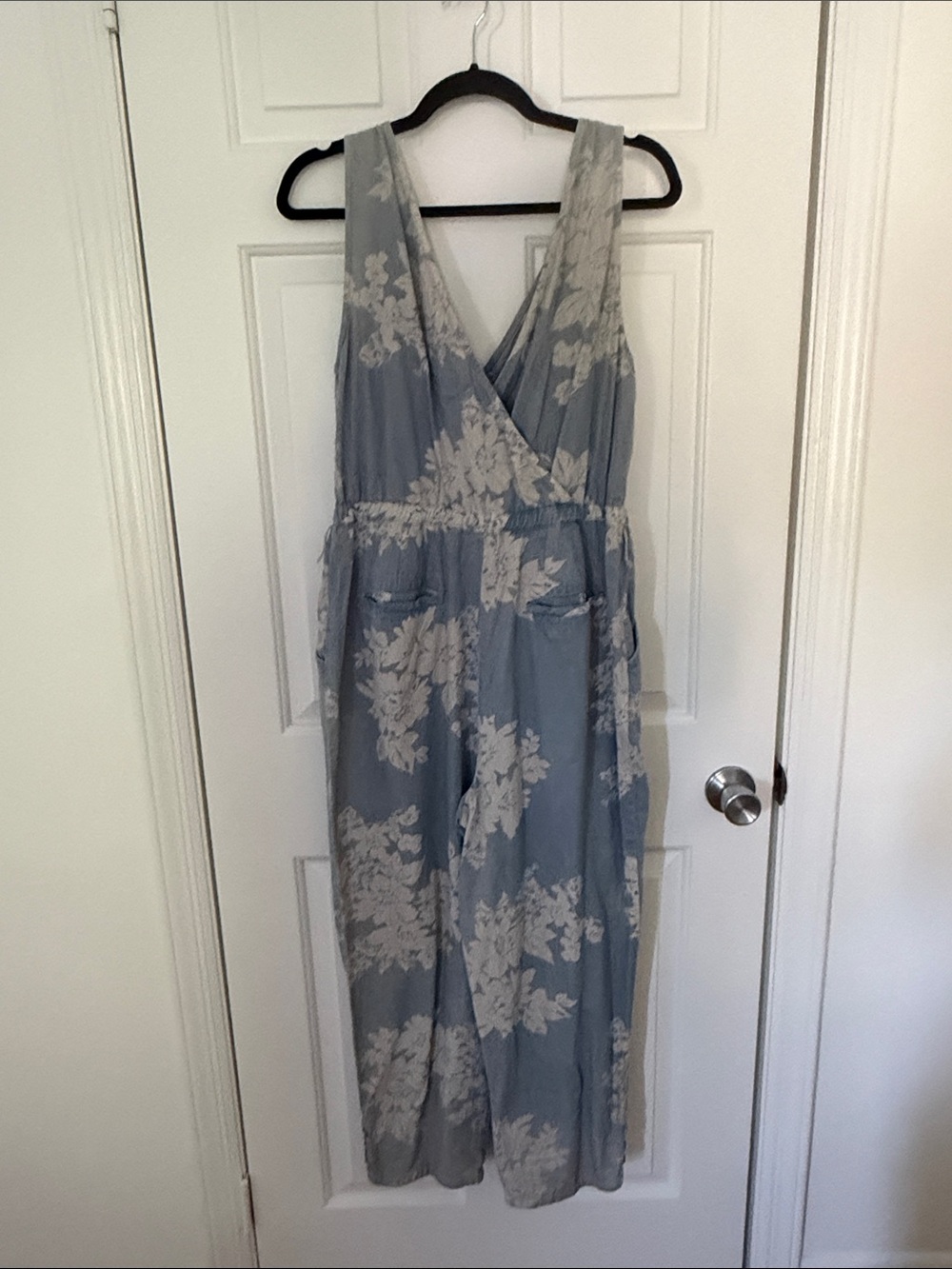 Pilcro and the Letterpress Blue Floral Button-Front Jumpsuit - Picture 3 of 3